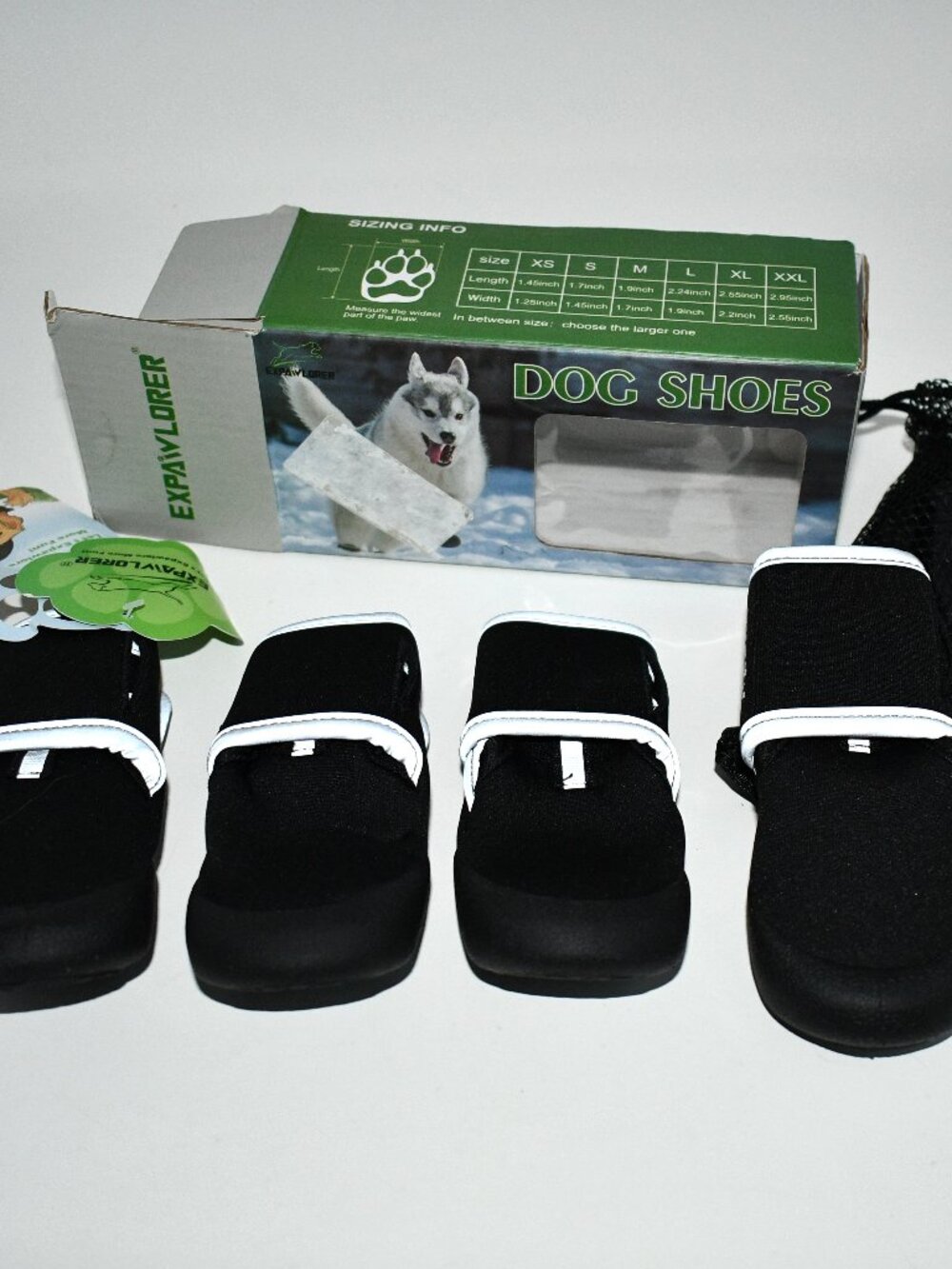 EXPAWLORER Shoes for Small Dogs, Hot Pavement Boots, Black, Size LARGE, Set of 4